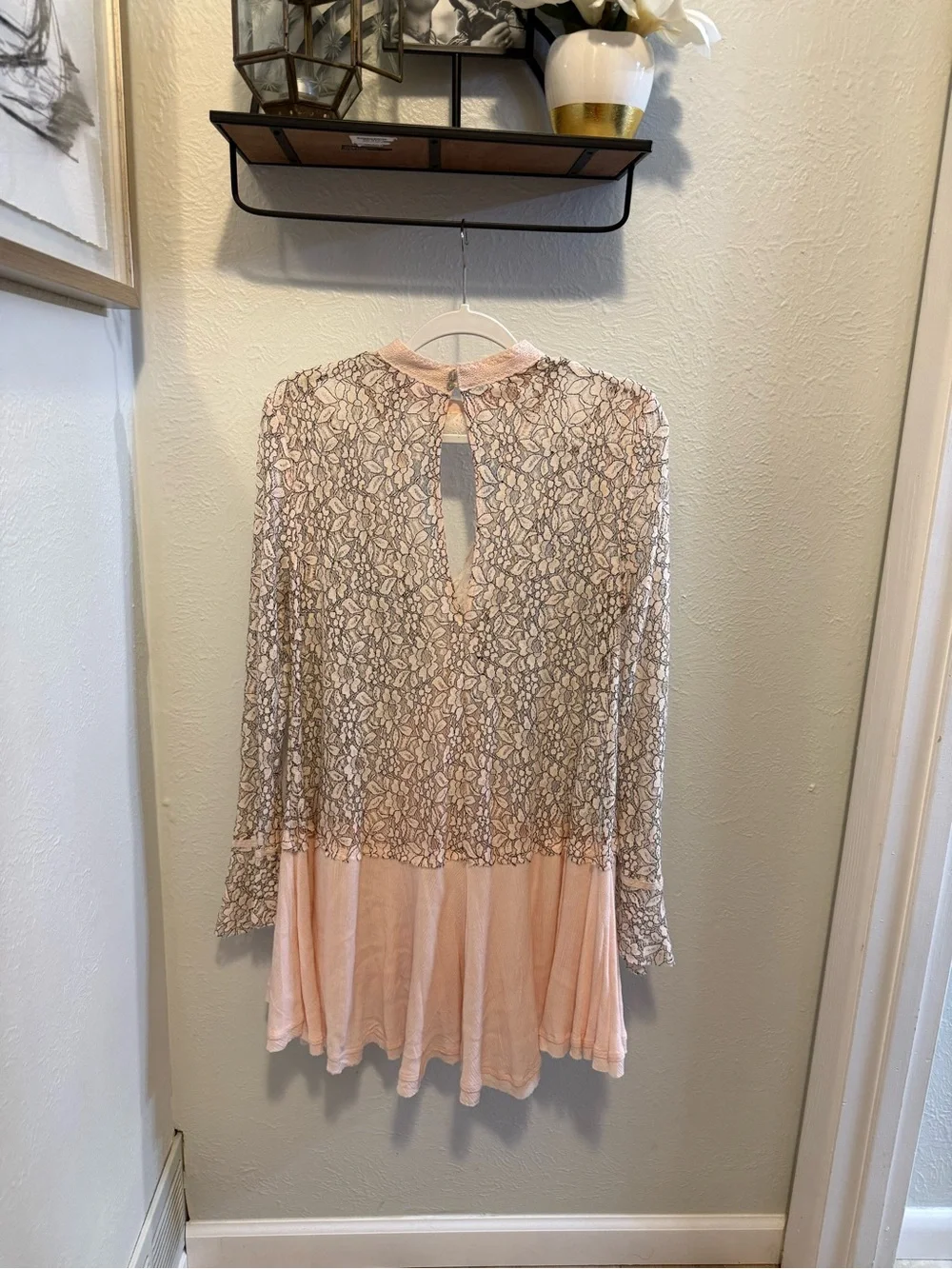 Free People Secret Origins Pieced Lace Tunic Pink Size M